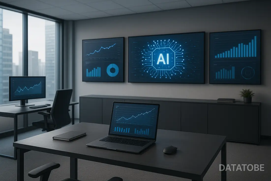 Oficina moderna con tecnología de inteligencia artificial para consultoría en empresas.